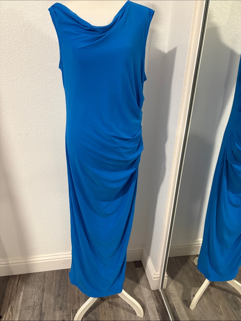 Cowl Neck Sleeveless Maxi Dress in Bright Blue